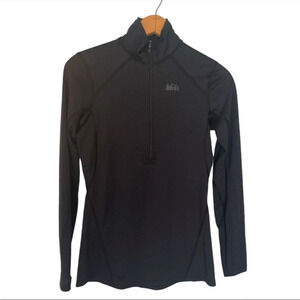 REI 1/2 Zip Black Light Weight Shirt Outdoor Top Long Sleeve Women’s Extra Small
